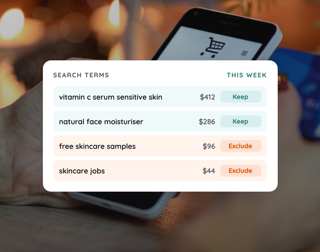 Example: Shopping ads that show up for the right searches