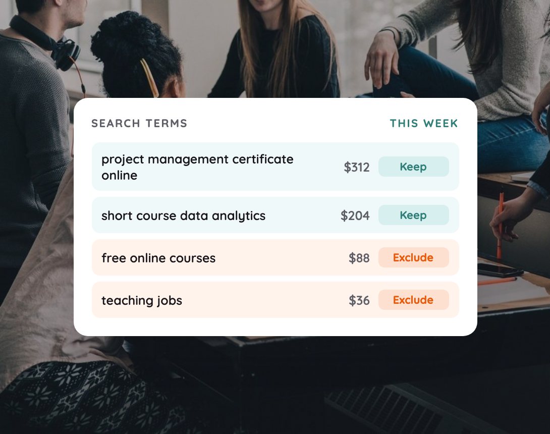 Example: Enrolments from people ready to start