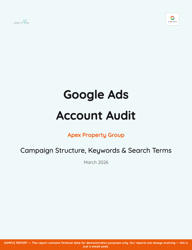 Sample Google Ads audit report, page by page